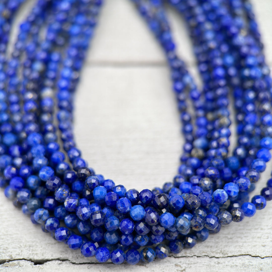 Lapis Lazuli and Solid 925 Sterling Silver Beaded Necklace - SunlightSilver