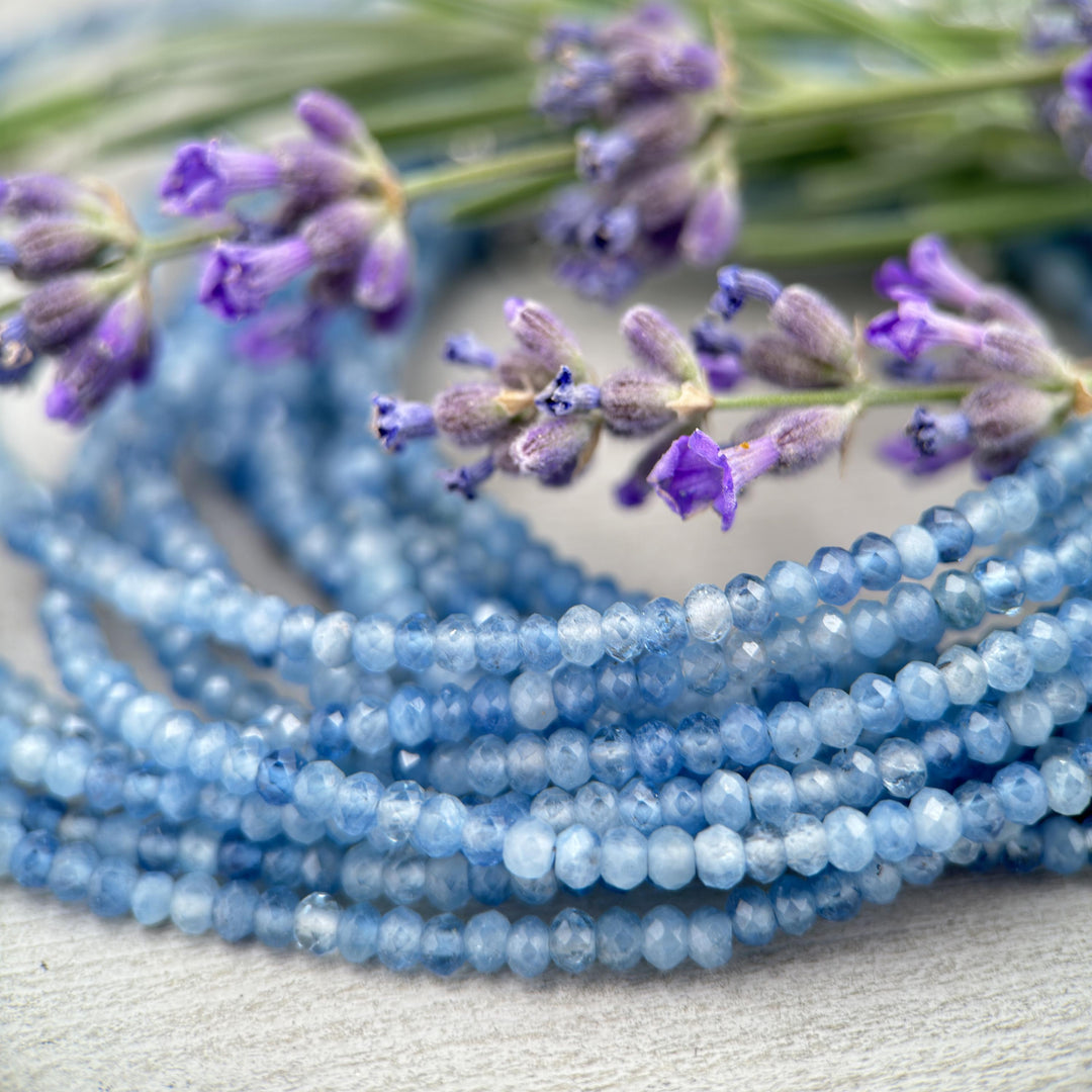 Faceted Beaded Aquamarine and Sterling Silver Silver Necklace - SunlightSilver