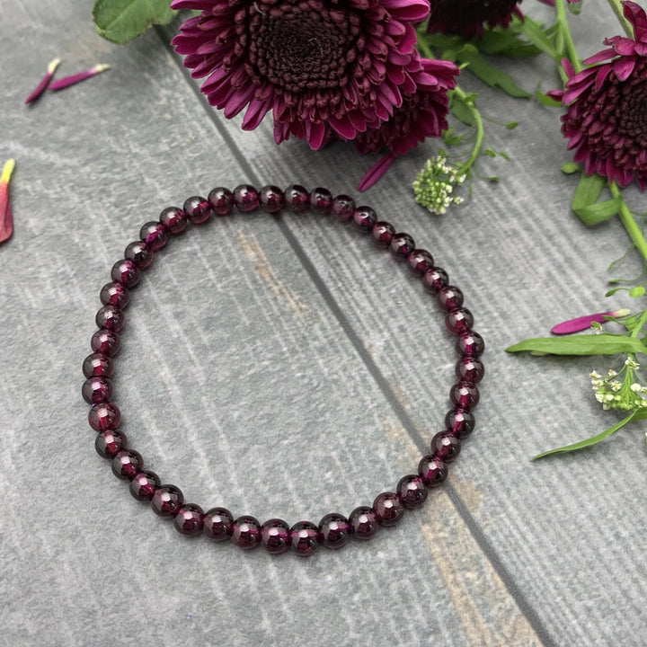 Red Garnet Crystal Stretch Bracelet. Small/Medium Size - SunlightSilver