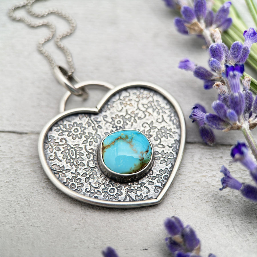 Royston Turquoise and Sterling Silver Heart Pendant - SunlightSilver