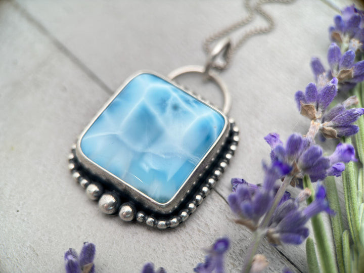 Larimar Necklace and Solid 925 Sterling Silver Silver AAA - SunlightSilver