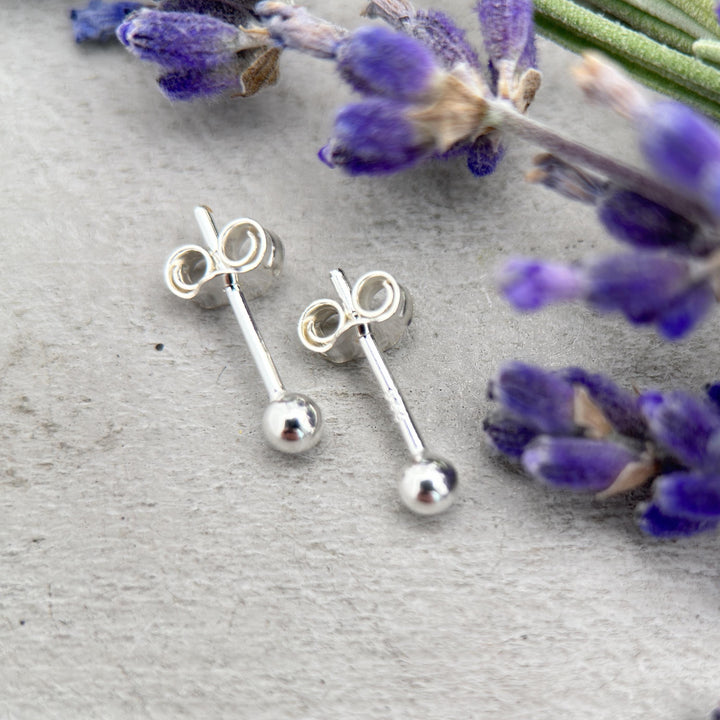 Ball Stud Earrings in Solid 925 Sterling Silver - SunlightSilver