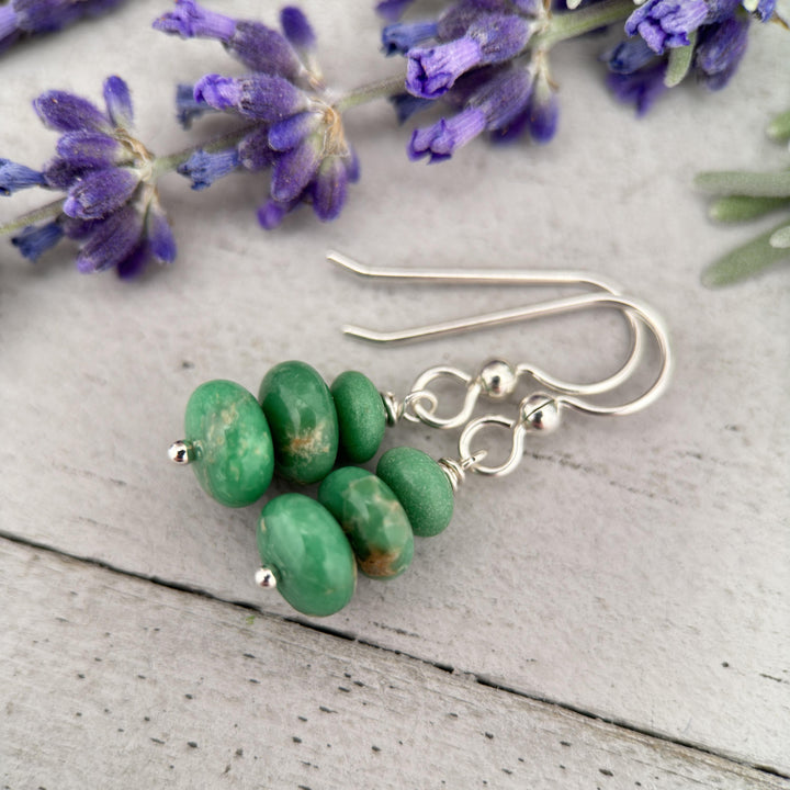 Lucin Variscite Earrings with Solid 925 Sterling Silver - SunlightSilver