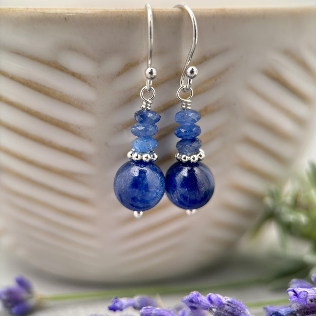 Blue Kyanite and Sterling Silver Earrings - SunlightSilver