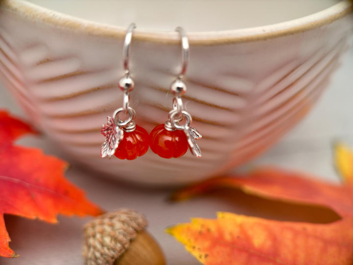 Gemstone Pumpkin Sterling Silver Earrings - SunlightSilver