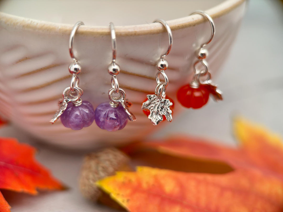 Gemstone Pumpkin Sterling Silver Earrings - SunlightSilver