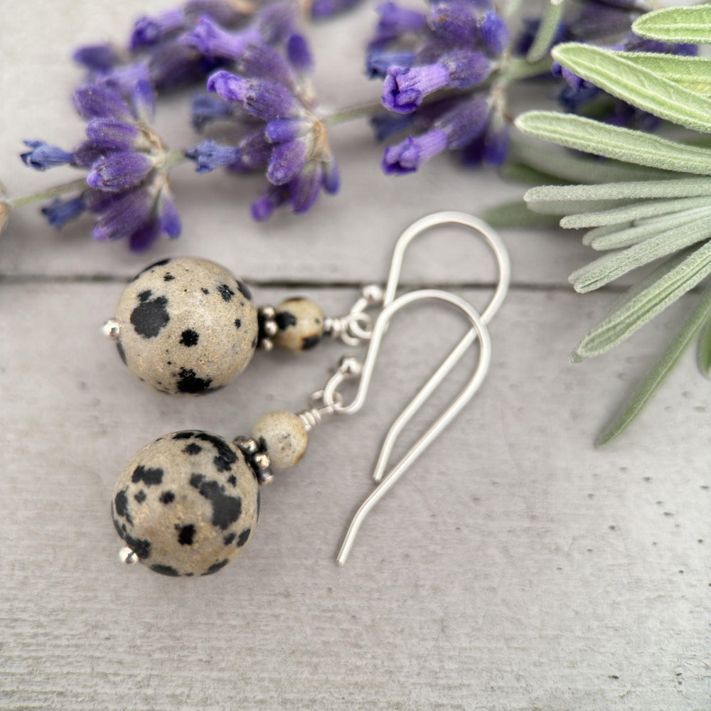 Dalmatian Jasper and Sterling Silver Earrings - SunlightSilver