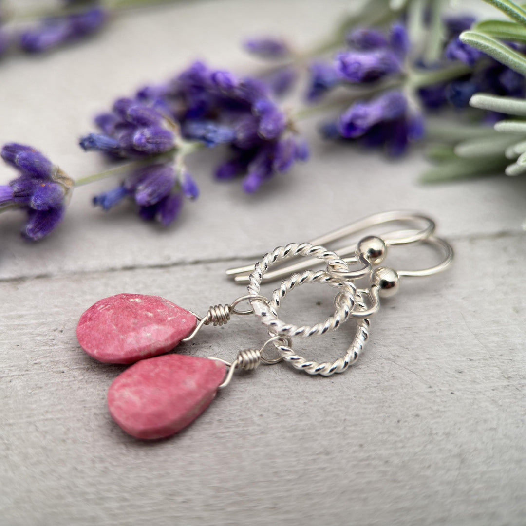 Norwegian Thulite and Sterling Silver Earrings - SunlightSilver