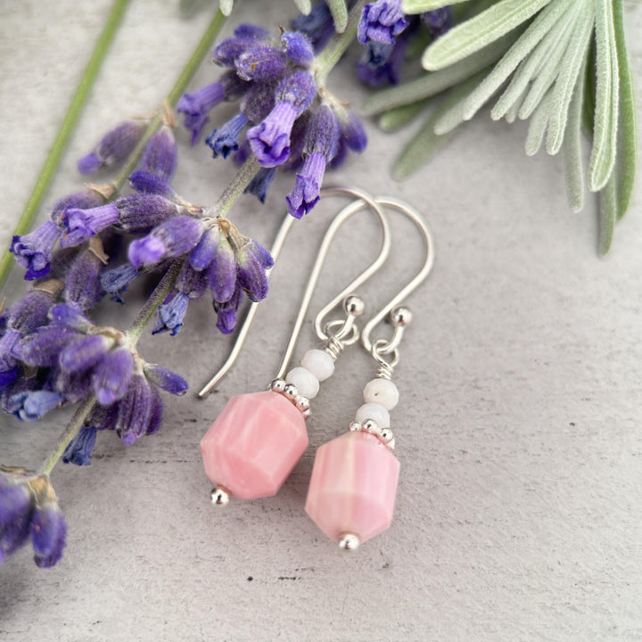 Pink Queen Conch Shell and Solid Sterling Silver Earrings - SunlightSilver