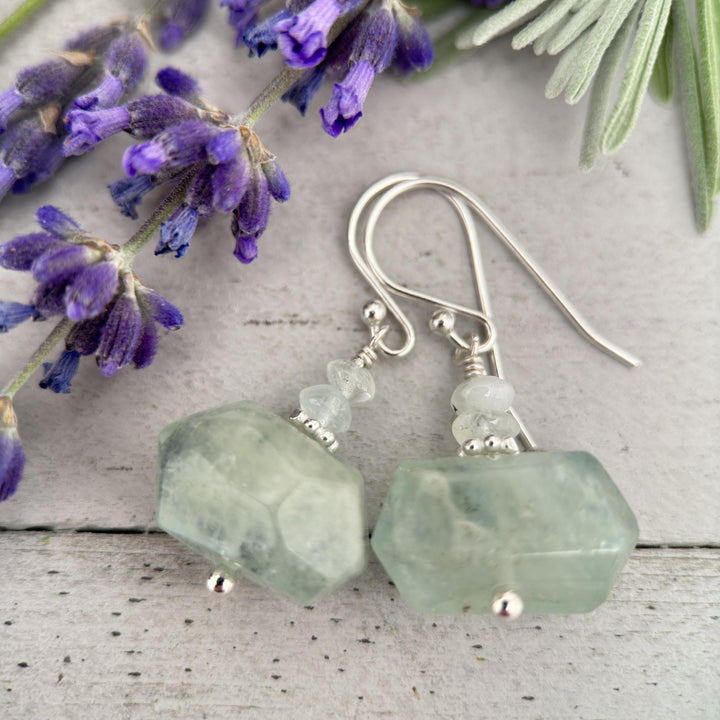 Moss Aquamarine and Sterling Silver Earrings - SunlightSilver