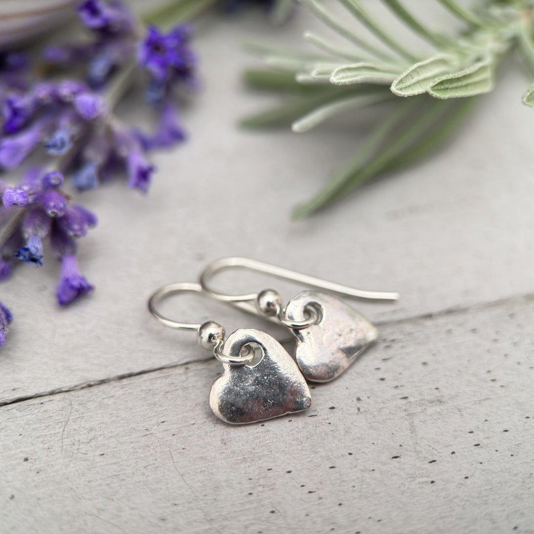 Silver Heart Charm Earrings Solid 925 Sterling Silver - SunlightSilver