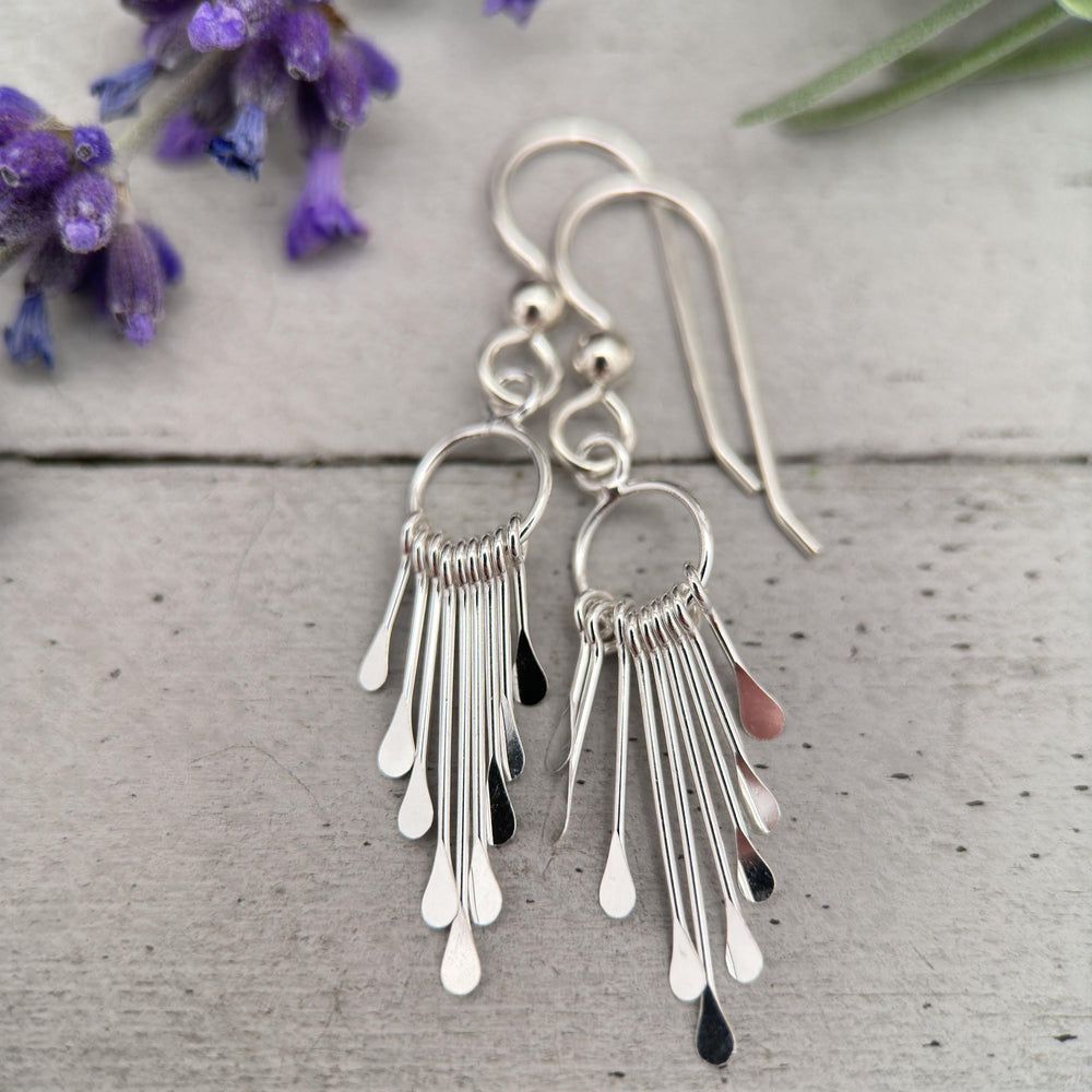 Sterling Silver Sunburst Tassel Earrings - SunlightSilver