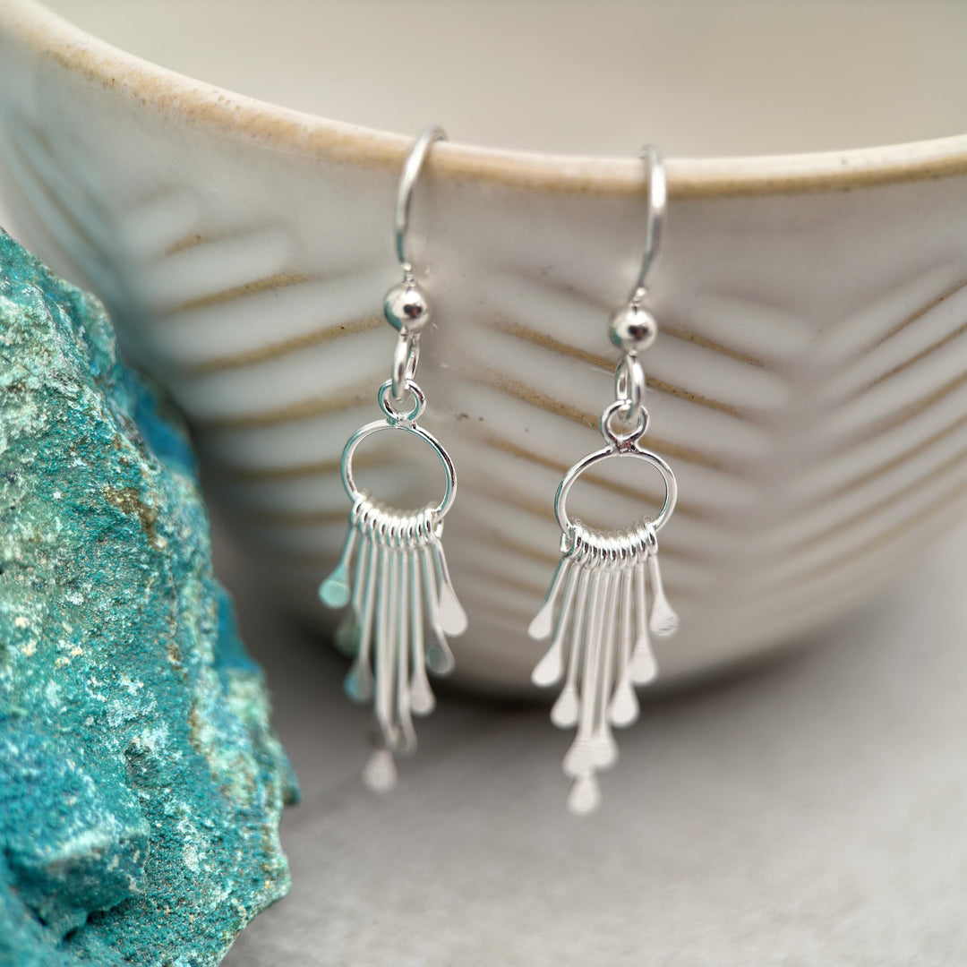 Sterling Silver Sunburst Tassel Earrings - SunlightSilver