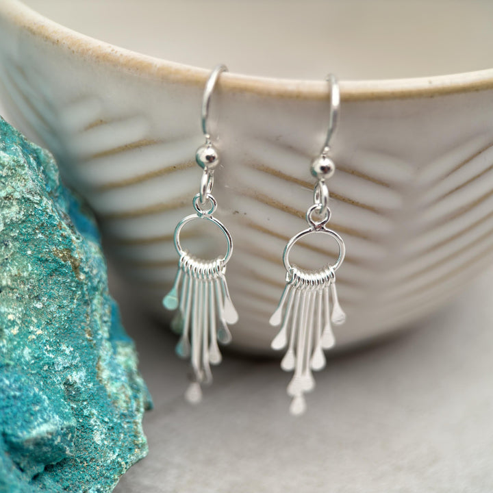 Sterling Silver Sunburst Tassel Earrings - SunlightSilver