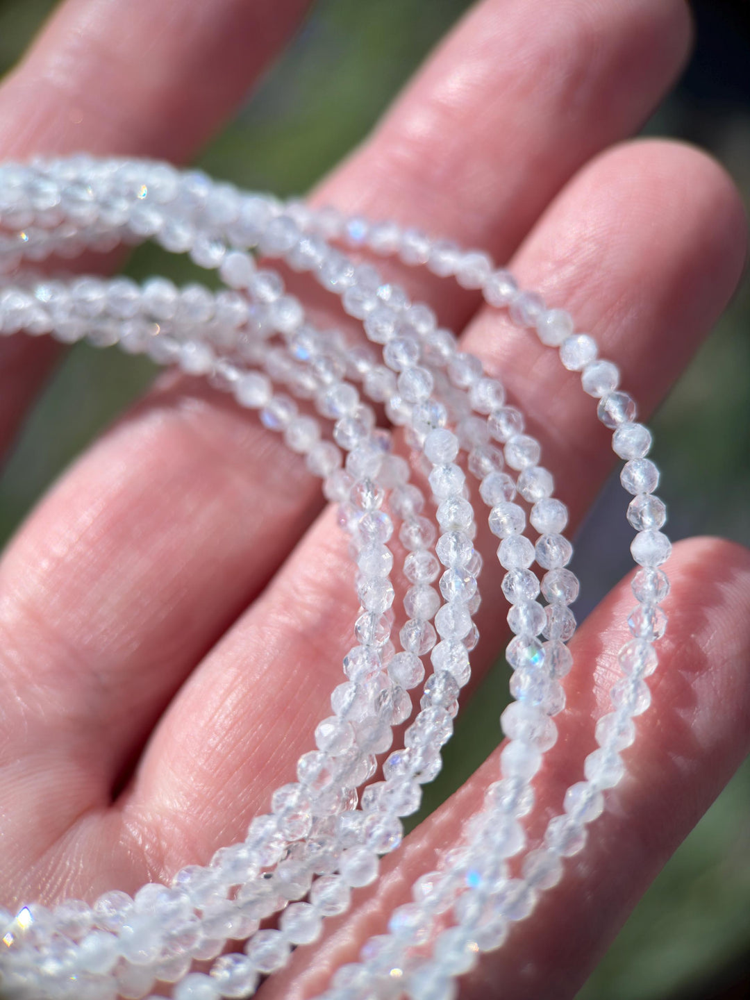 Faceted Moonstone Crystal and Sterling Silver Beaded Necklace - SunlightSilver