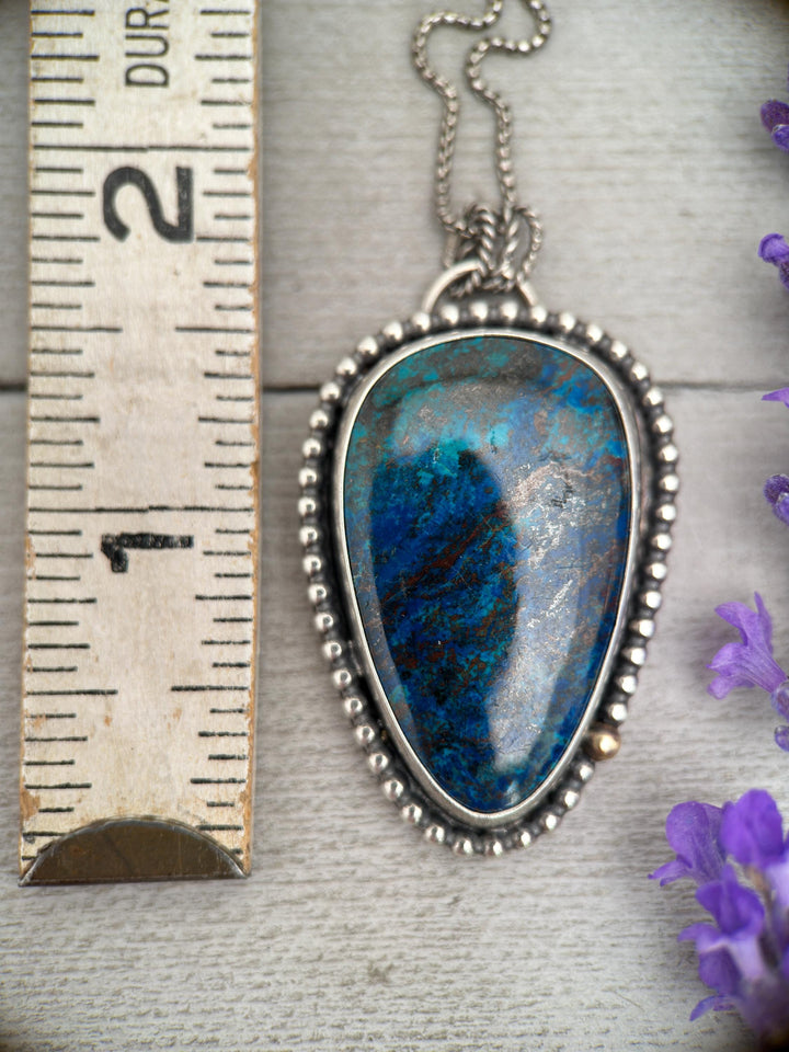 Azurite and Sterling Silver Pendant Necklace - SunlightSilver