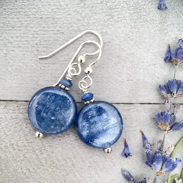 Blue Kyanite and Sterling Silver Earrings - SunlightSilver