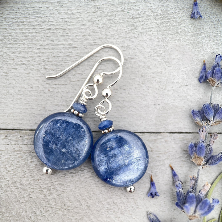 Blue Kyanite and Sterling Silver Earrings - SunlightSilver