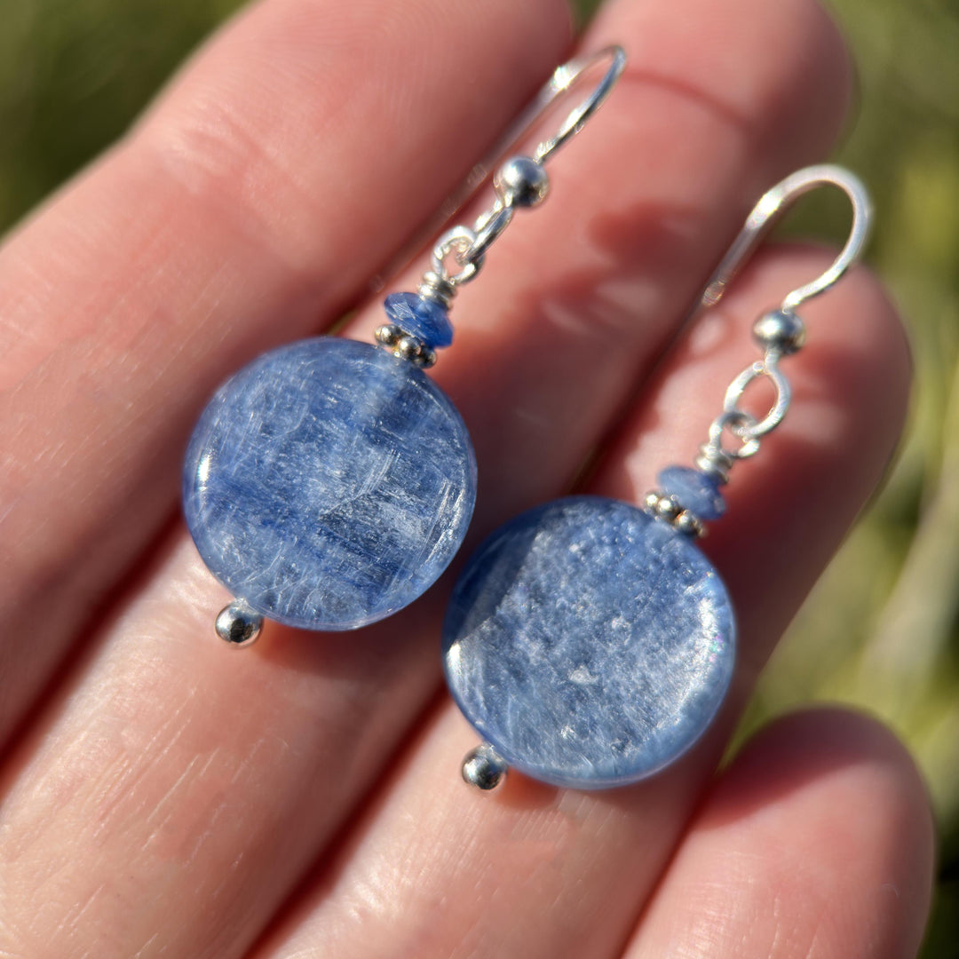 Blue Kyanite and Sterling Silver Earrings - SunlightSilver