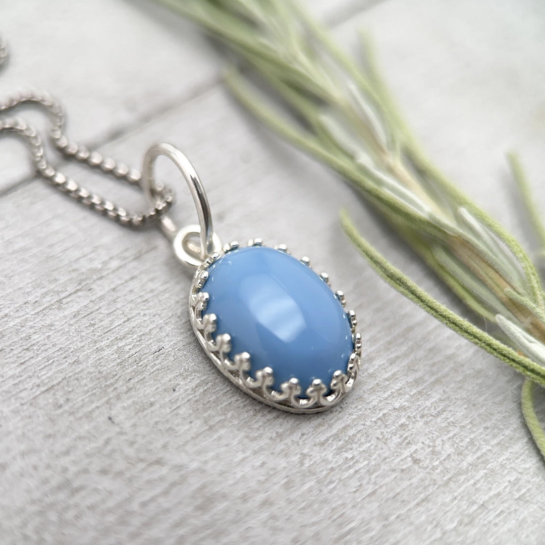 Oregon Blue Owyhee Opal and Sterling Silver Pendant Necklace. - SunlightSilver