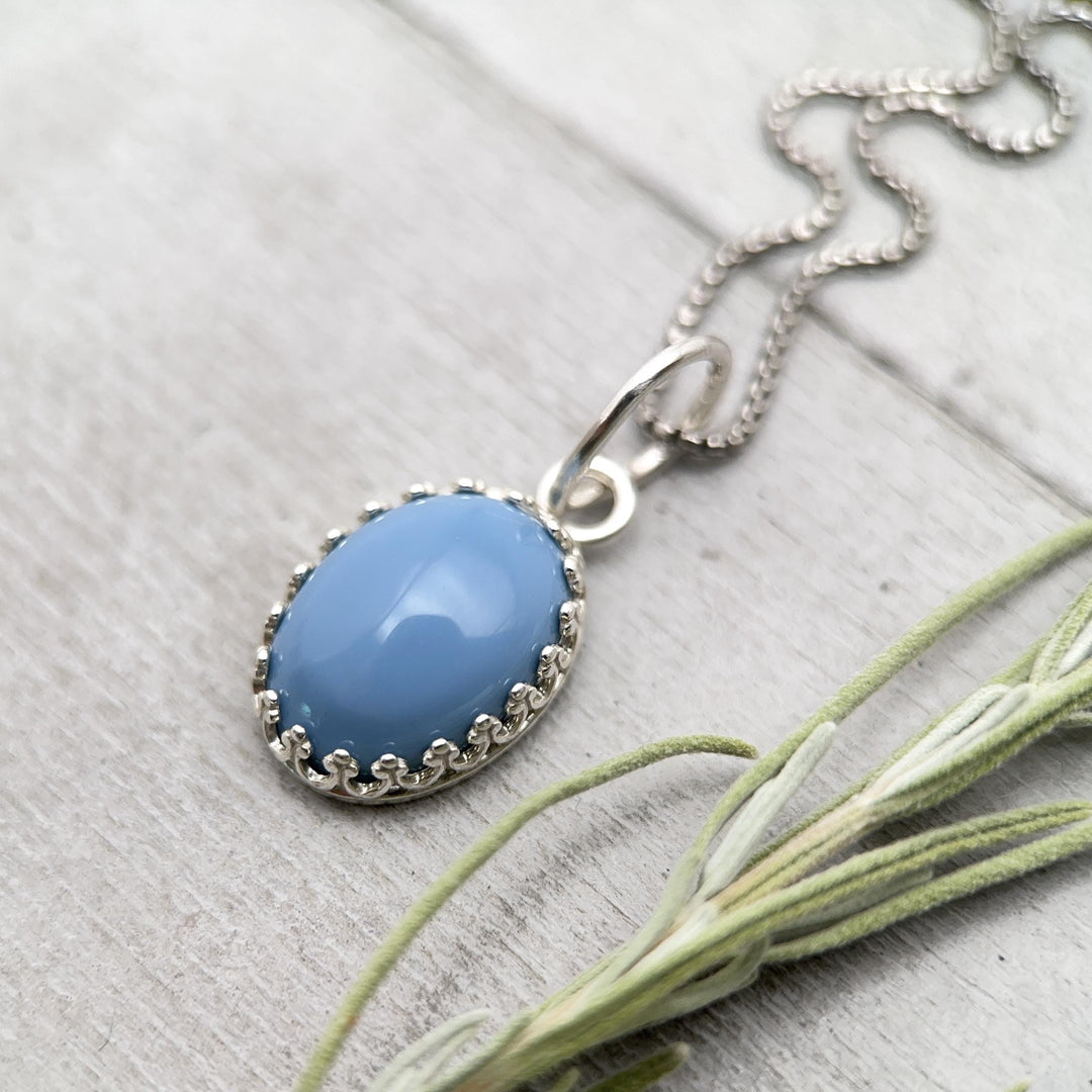 Oregon Blue Owyhee Opal and Sterling Silver Pendant Necklace. - SunlightSilver