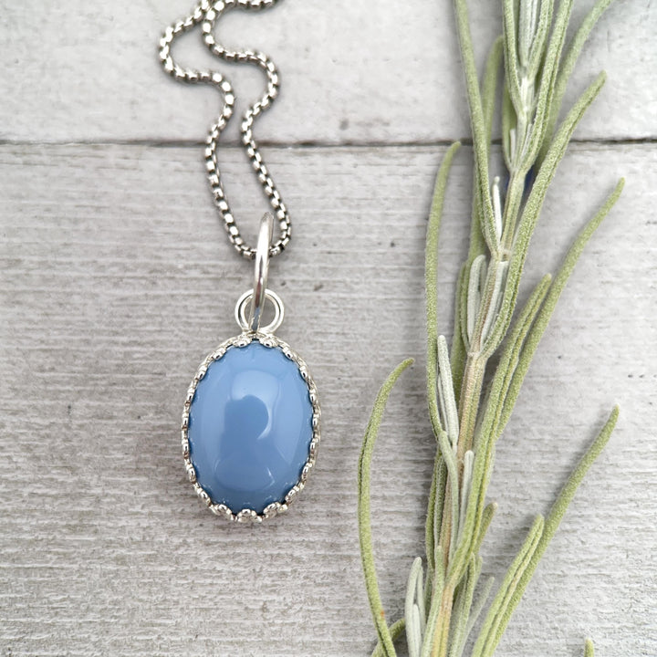 Oregon Blue Owyhee Opal and Sterling Silver Pendant Necklace. - SunlightSilver