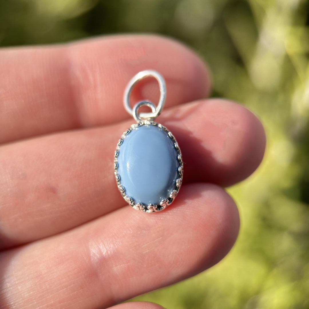 Oregon Blue Owyhee Opal and Sterling Silver Pendant Necklace. - SunlightSilver