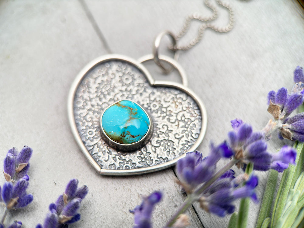 Royston Turquoise and Sterling Silver Heart Pendant - SunlightSilver