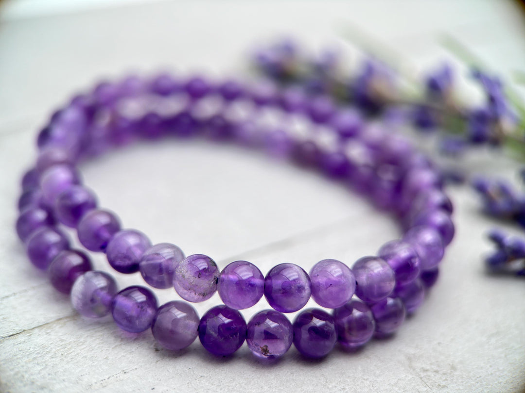 Purple Amethyst Crystal Stretch Bracelet - SunlightSilver