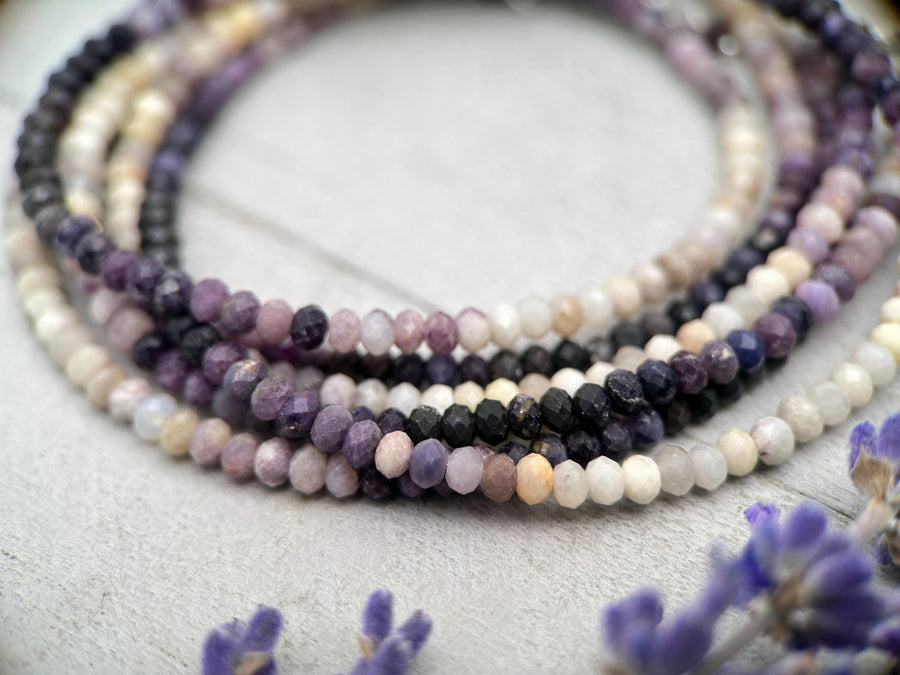 Faceted Purple Opal and Sterling Silver Silver Beaded Necklace - SunlightSilver