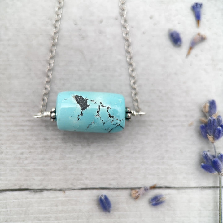 Dainty Turquoise and Sterling Silver Necklace - SunlightSilver