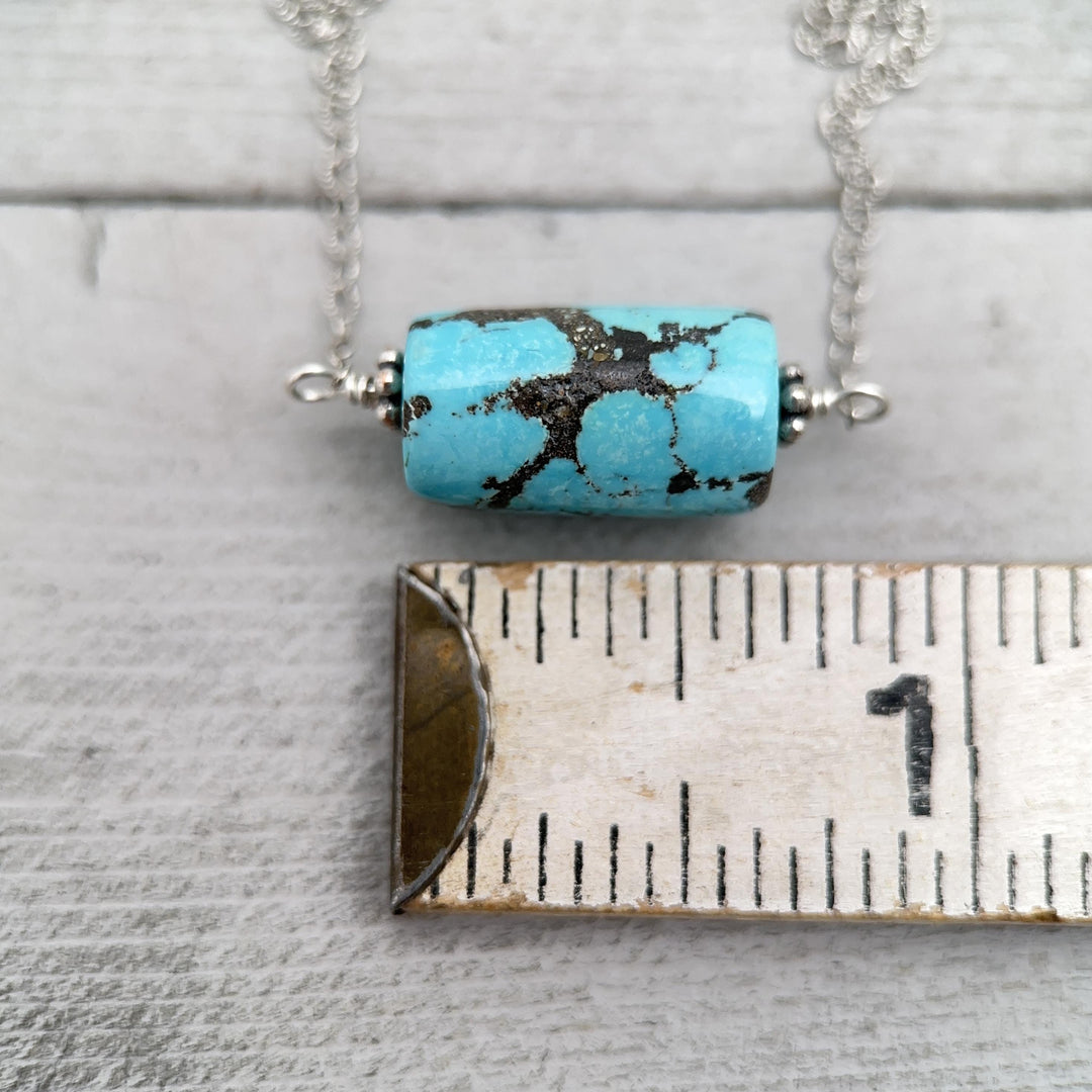 Dainty Turquoise and Sterling Silver Necklace - SunlightSilver