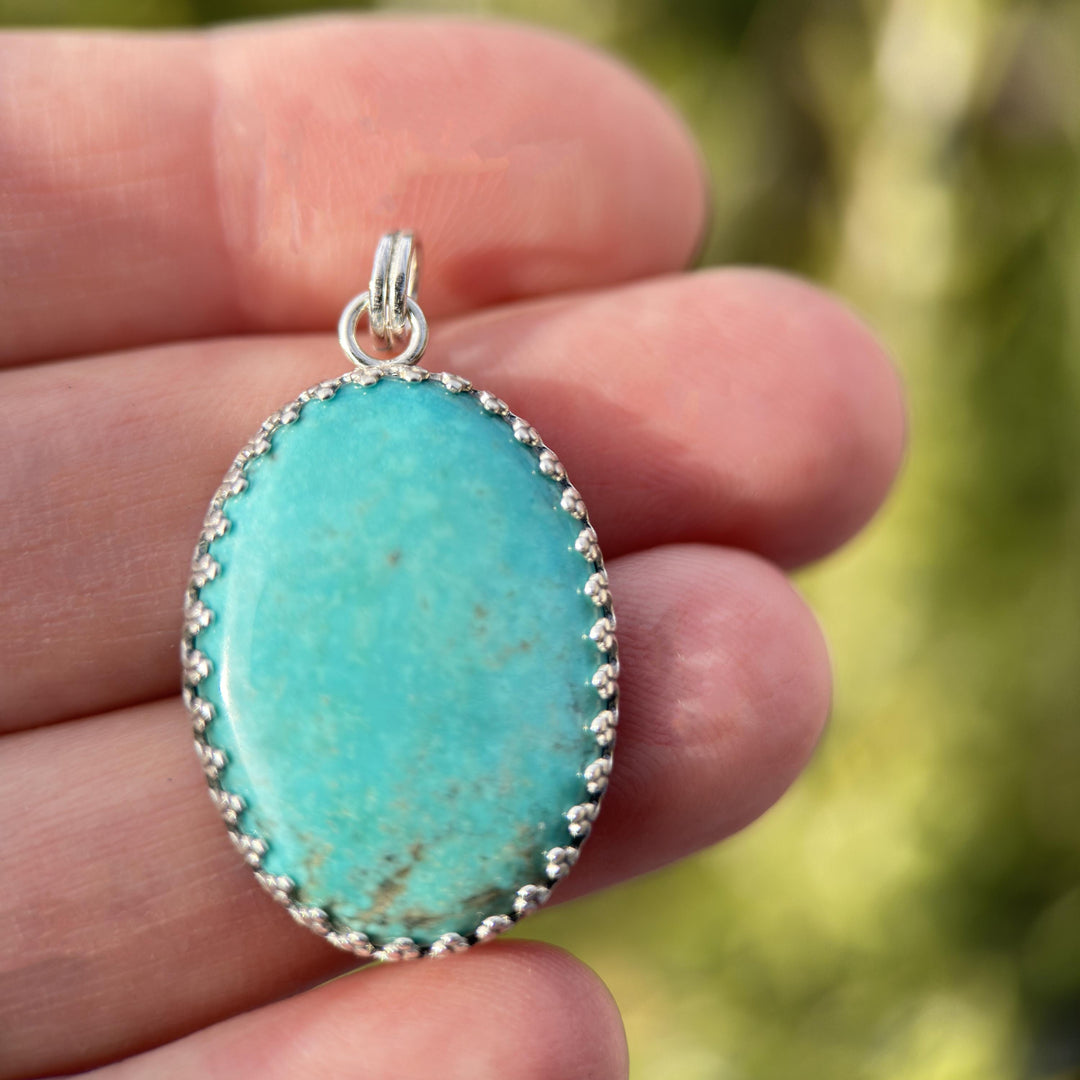 Arizona Kingman Turquoise and Sterling Silver Pendant - SunlightSilver