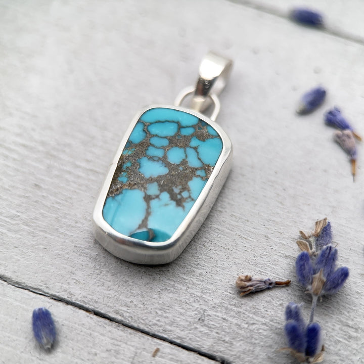 Blue-Green Turquoise Silver Wrapped Pendant - SunlightSilver