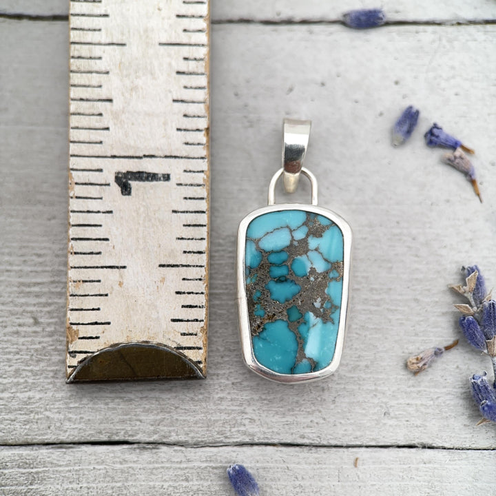 Blue-Green Turquoise Silver Wrapped Pendant - SunlightSilver