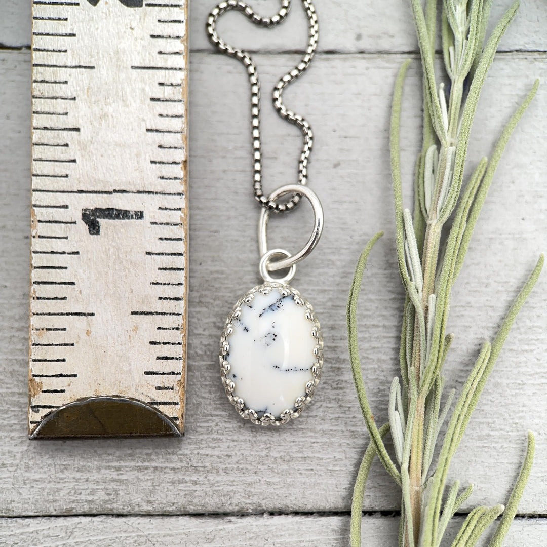 Dendritic Opal and Sterling Silver Charm Pendant Necklace - SunlightSilver