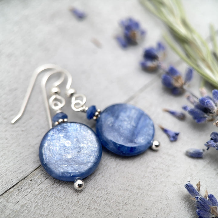 Blue Kyanite and Sterling Silver Earrings - SunlightSilver