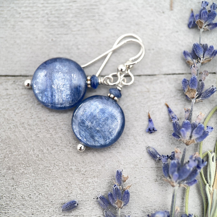 Blue Kyanite and Sterling Silver Earrings - SunlightSilver