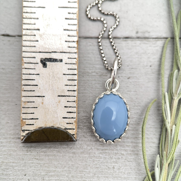 Oregon Blue Owyhee Opal and Sterling Silver Pendant Necklace. - SunlightSilver