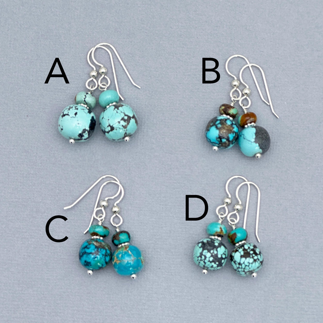 Natural Turquoise and Sterling Silver Earrings - SunlightSilver