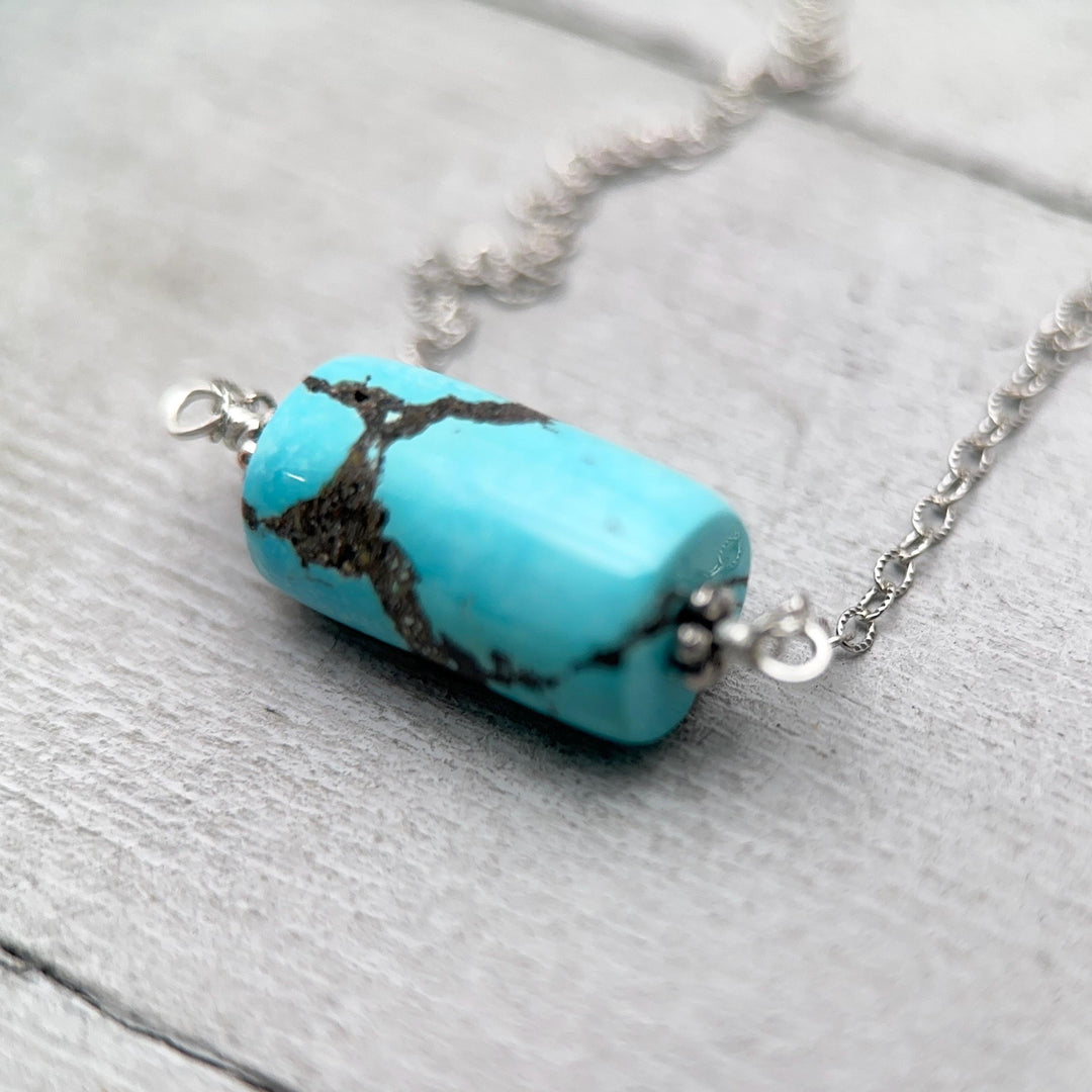 Dainty Turquoise and Sterling Silver Necklace - SunlightSilver