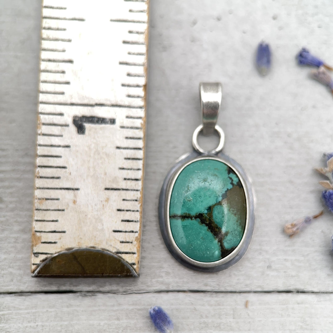 Green Turquoise and Sterling Silver Pendant - SunlightSilver