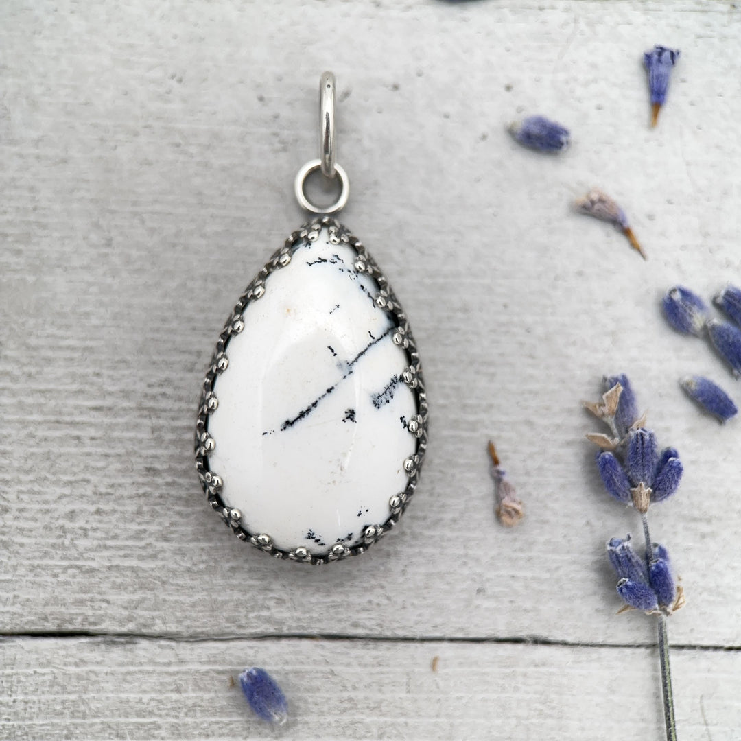 Dendritic Opal Chalcedony Sterling Silver Necklace - SunlightSilver