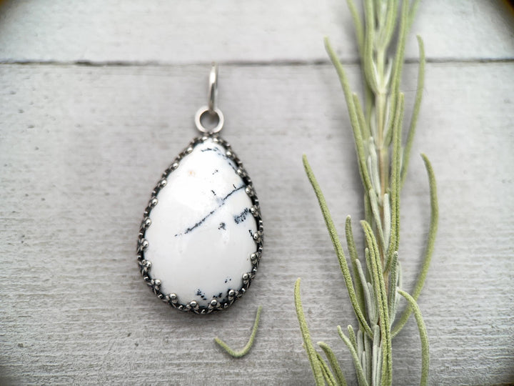 Dendritic Opal Chalcedony Sterling Silver Necklace - SunlightSilver