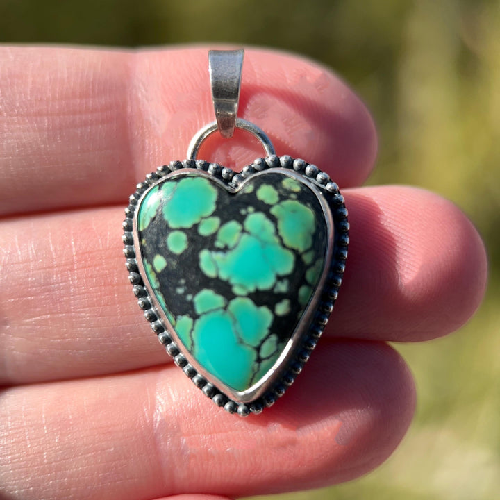 Turquoise Heart and Sterling Silver Pendant - SunlightSilver