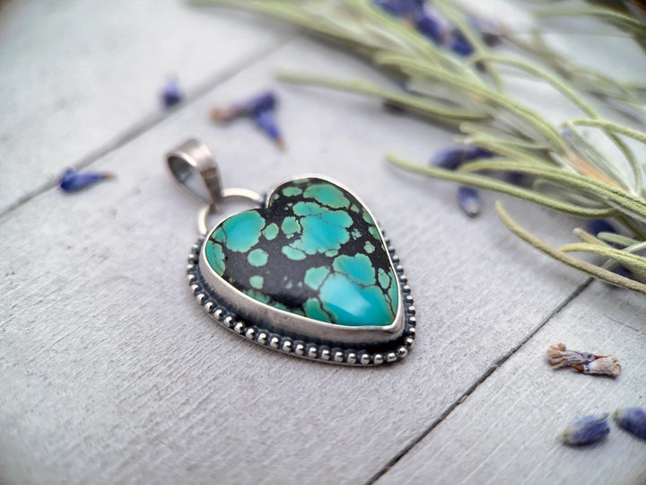 Turquoise Heart and Sterling Silver Pendant - SunlightSilver