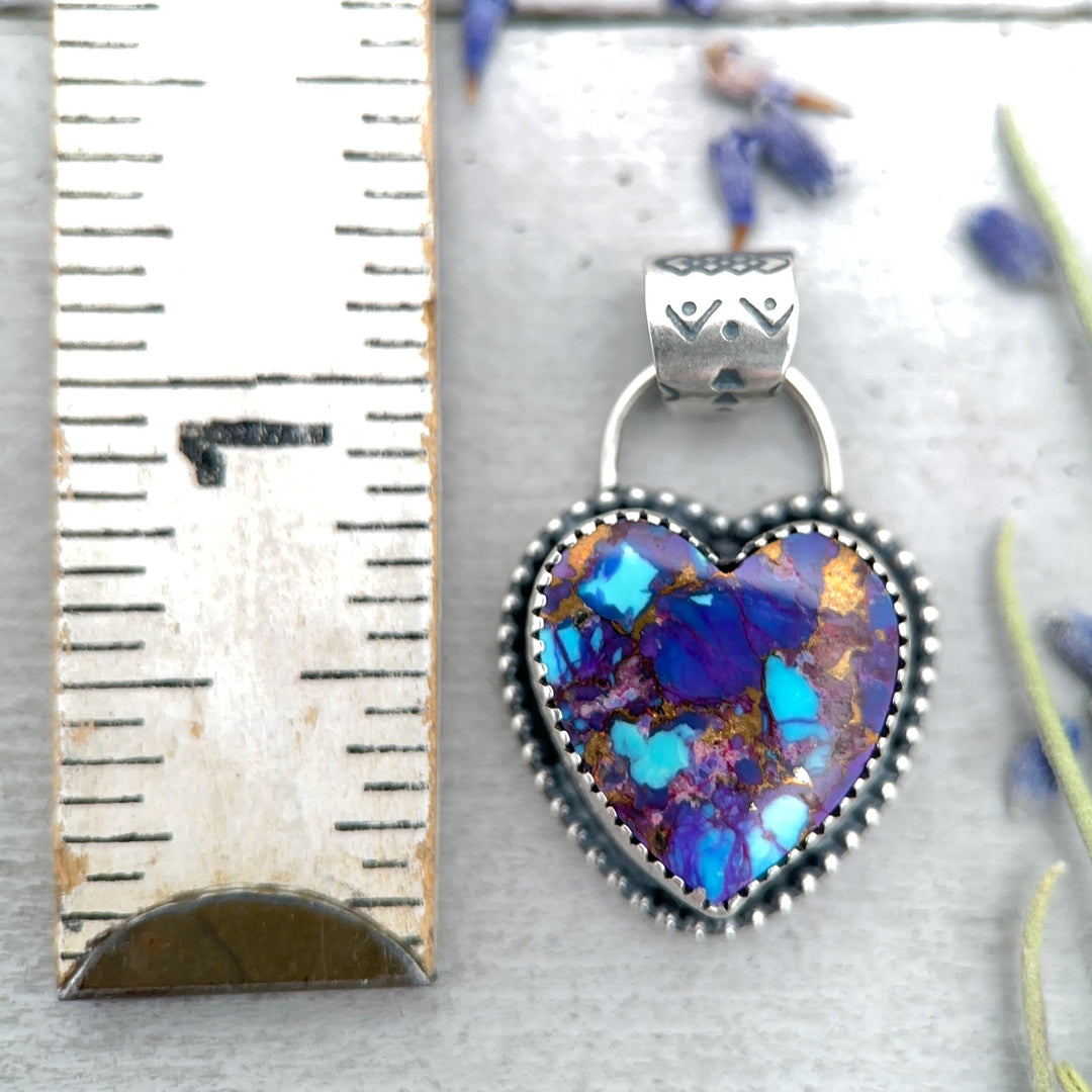 Kingman Mohave Turquoise Heart and Sterling Silver Pendant - SunlightSilver