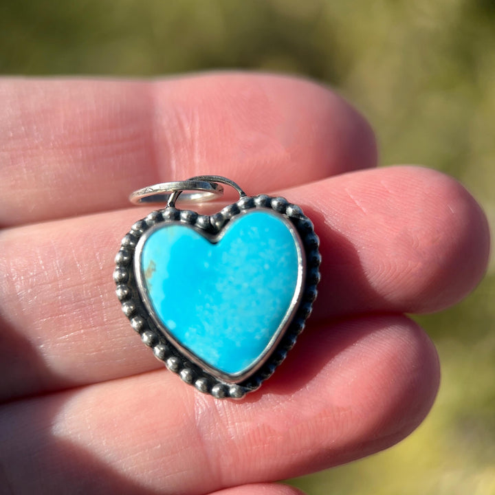 Kingman Turquoise Heart and Sterling Silver Pendant - SunlightSilver