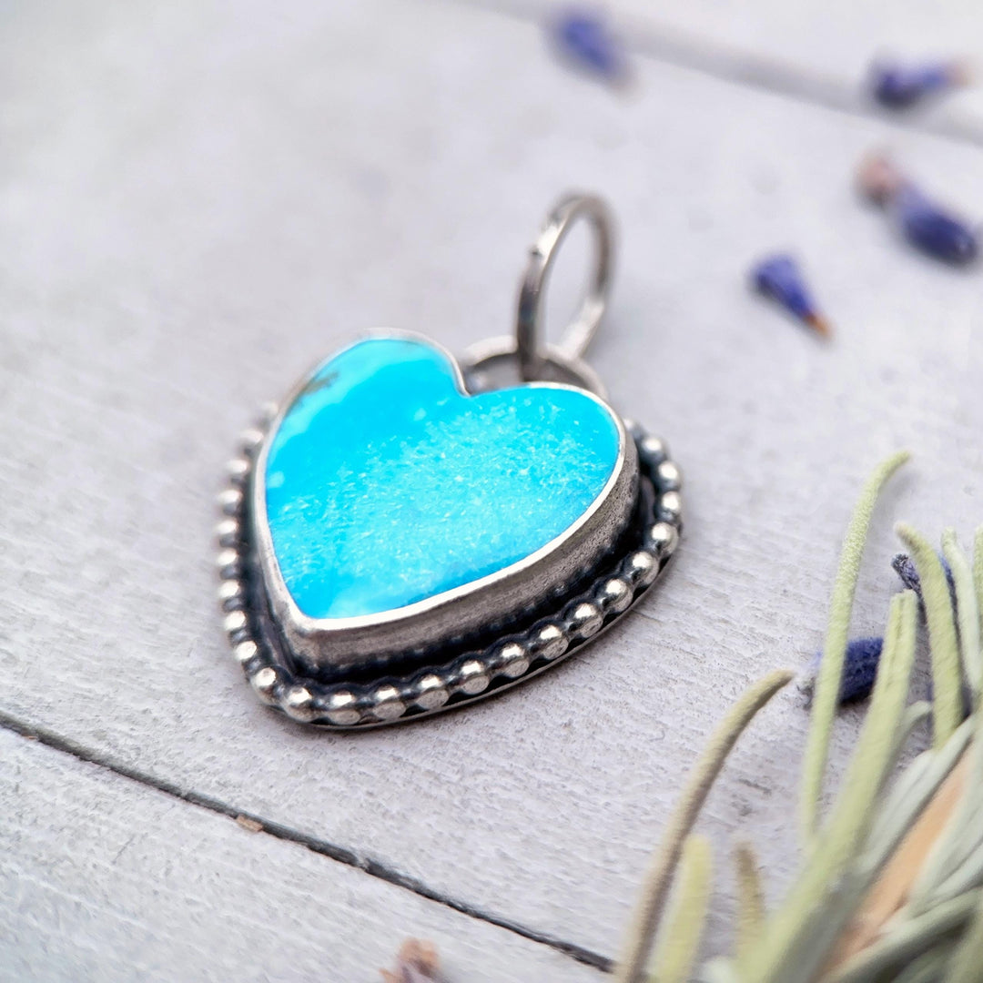 Kingman Turquoise Heart and Sterling Silver Pendant - SunlightSilver