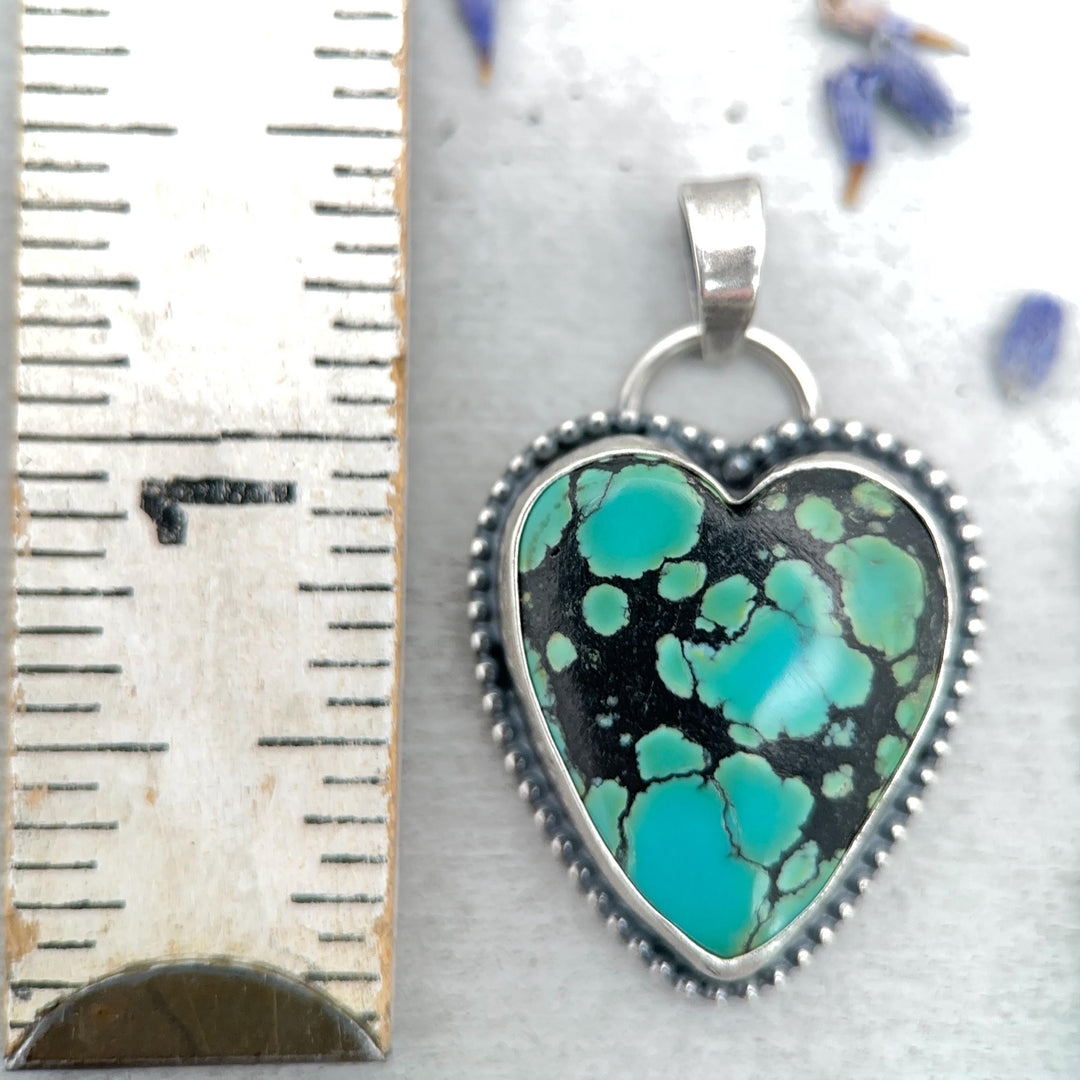 Turquoise Heart and Sterling Silver Pendant - SunlightSilver